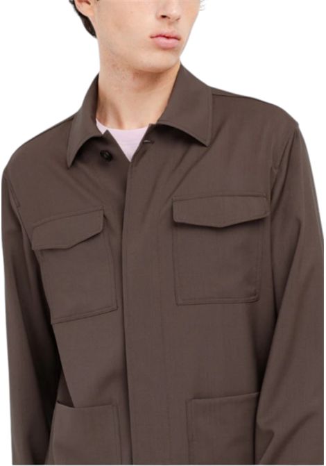 Overshirt fresco di lana stretch marrone MANUEL RITZ | Giacche | 4032G2458 26000029